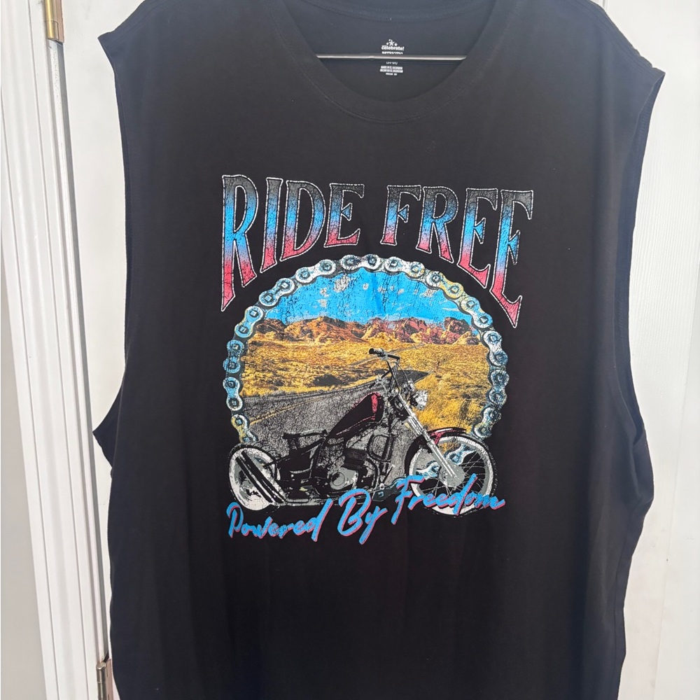 Black Sleeveless 'Ride Free' Graphic Tee